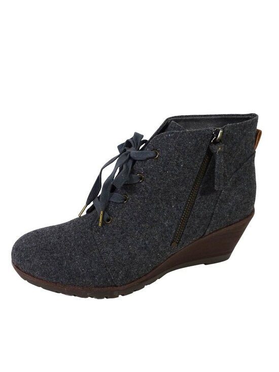 Dr. Scholl's Shoes - Dr Scholls Gray Wedge Ankle Boots Booties Women Size 10 M Polyester Wool Blend